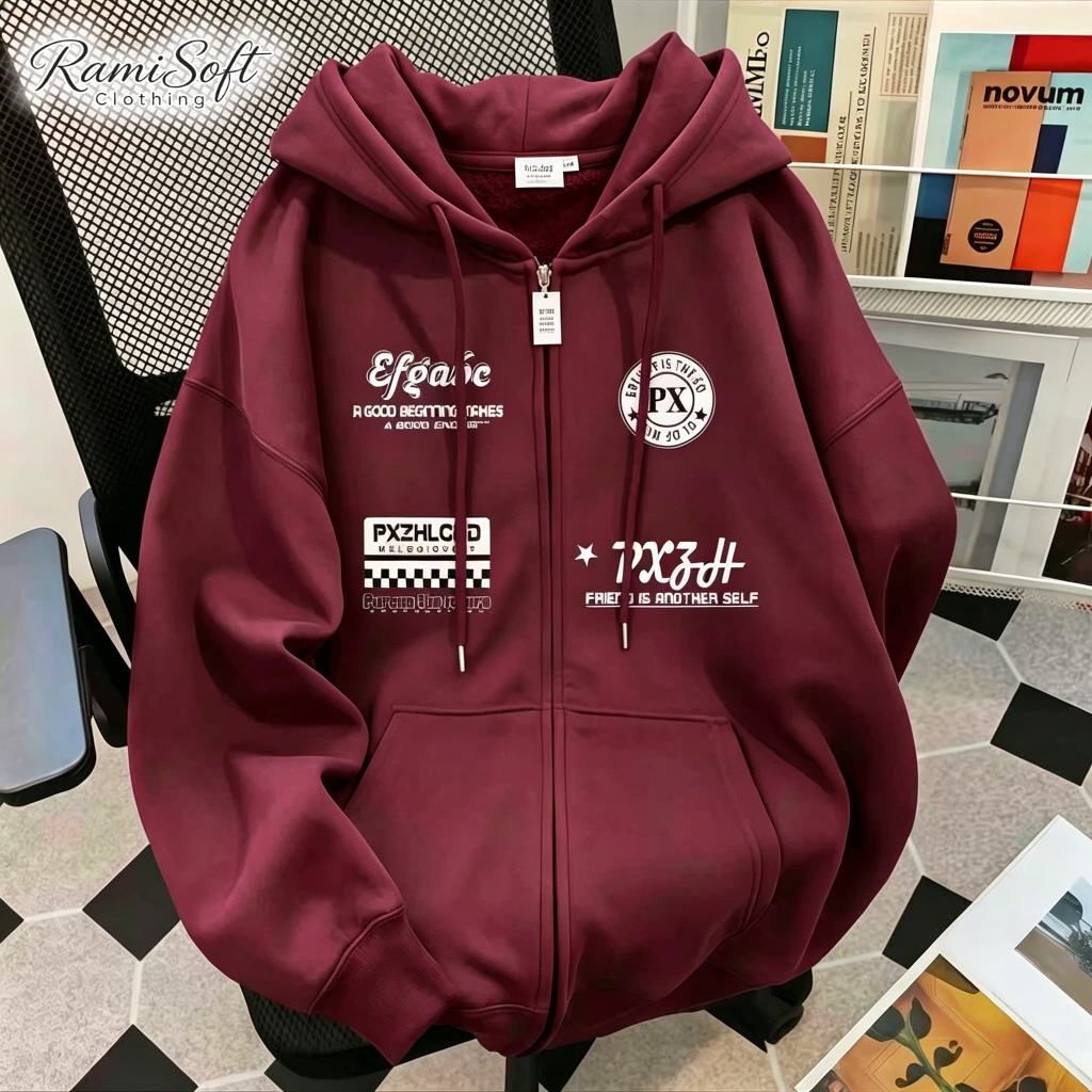 เสื้อแขนยาว แจ็คเก็ตกันหนาวมีฮู้ด สําหรับผู้ชายและผู้หญิง ลายสปอร์ตมีซิป ใส่ดัดแปลงได้หลายลุค  Uisex ฮู้ดดี้ซิปเต็ม