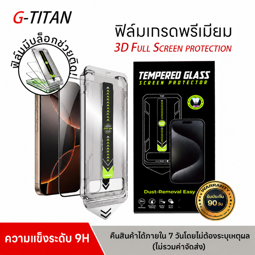 ฟิล์มกระจกนิรภัยป้องกันการแอบมอง สำหรับ iPhone 13 14 15 16 17 ใสแจ๋วคมชัด ไม่เบลอภาพ รับประกันคุณภาพ 90 วัน