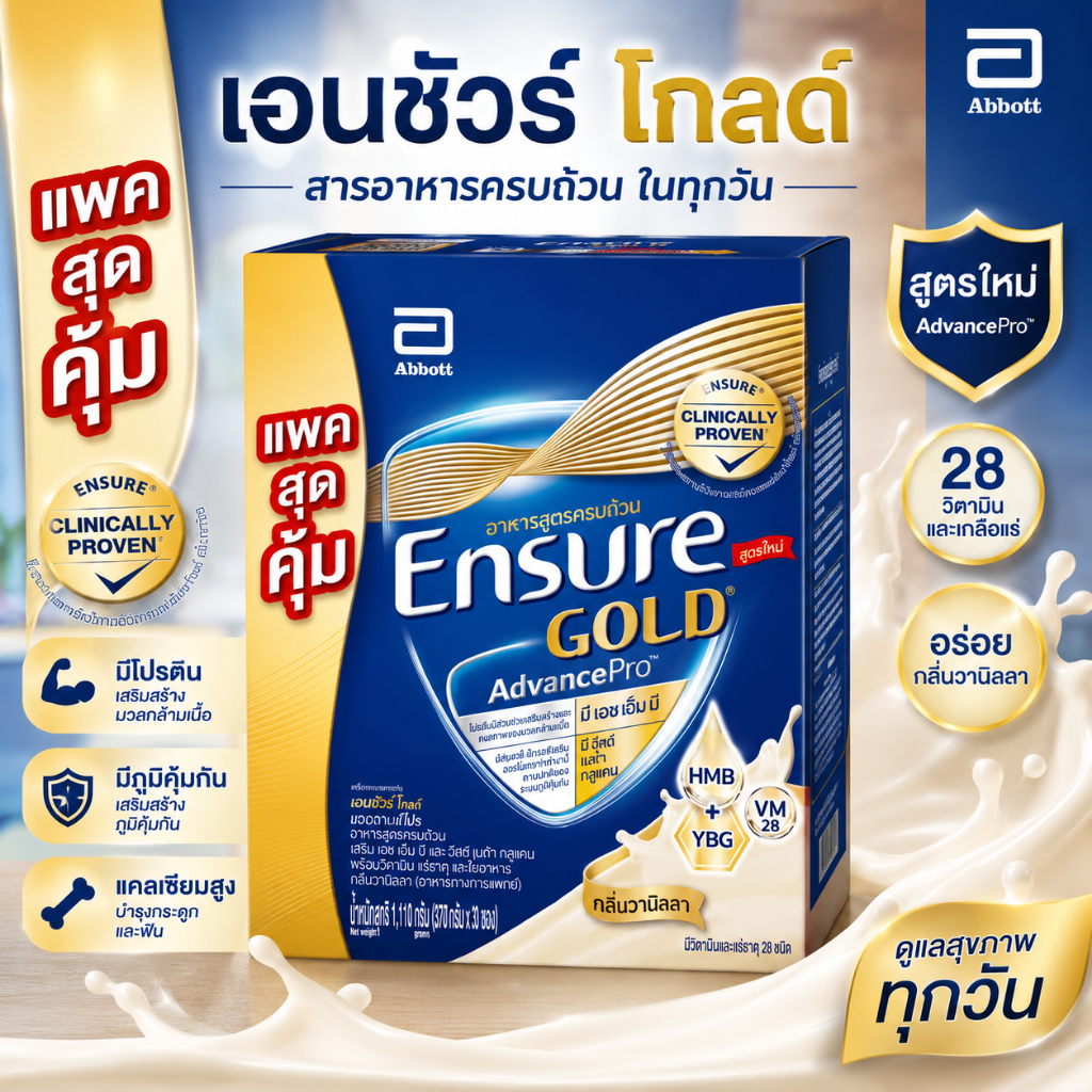 แอบบอตต์ แอดวานซ์โปร 1110g ให้แน่ใจ  เอนชัวร์ โกล์ด แอวานซ์ โปร ถุงเติม