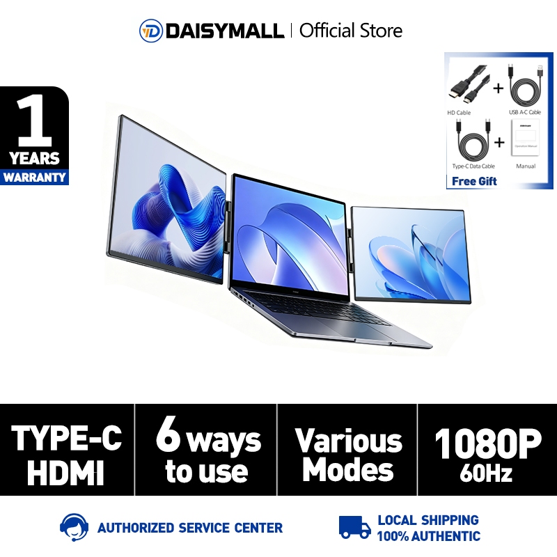 14นิ้ว dual-screen 1920*1080P 60Hz จอมอนิเตอร์พกพา IPS 120% sRGB พร้อมลำโพงรองรับสาย HDMI Type-C รับประกัน 1 ปี