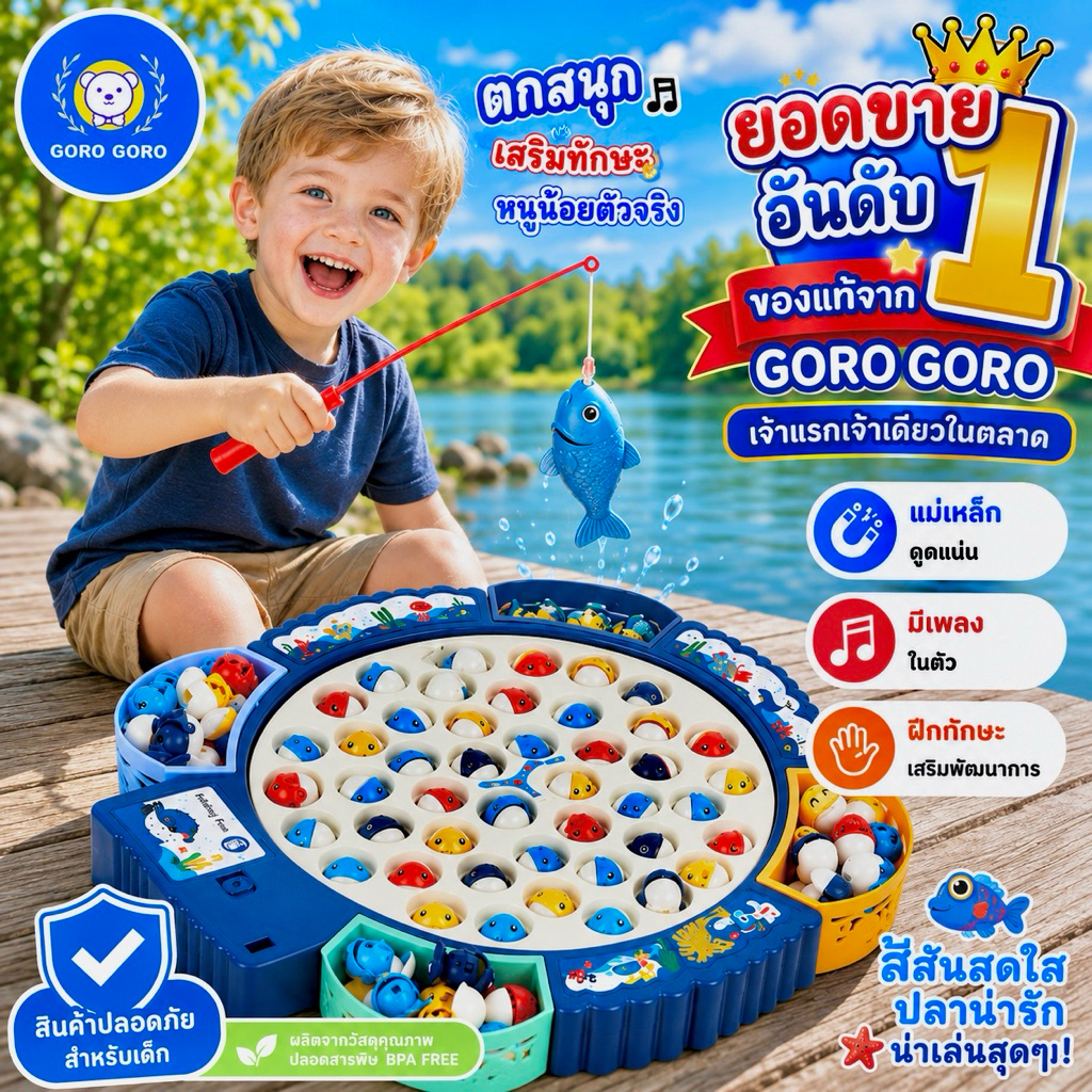 ตกปลาของเล่น คุณภาพสูง [รุ่น𝑷𝒓𝒆𝒎𝒊𝒖𝒎 เบ็ดแม่เหล็ก] มีเพลง ร้านแรก*มีเจ้าเดียว จัดส่งเร็วมาก