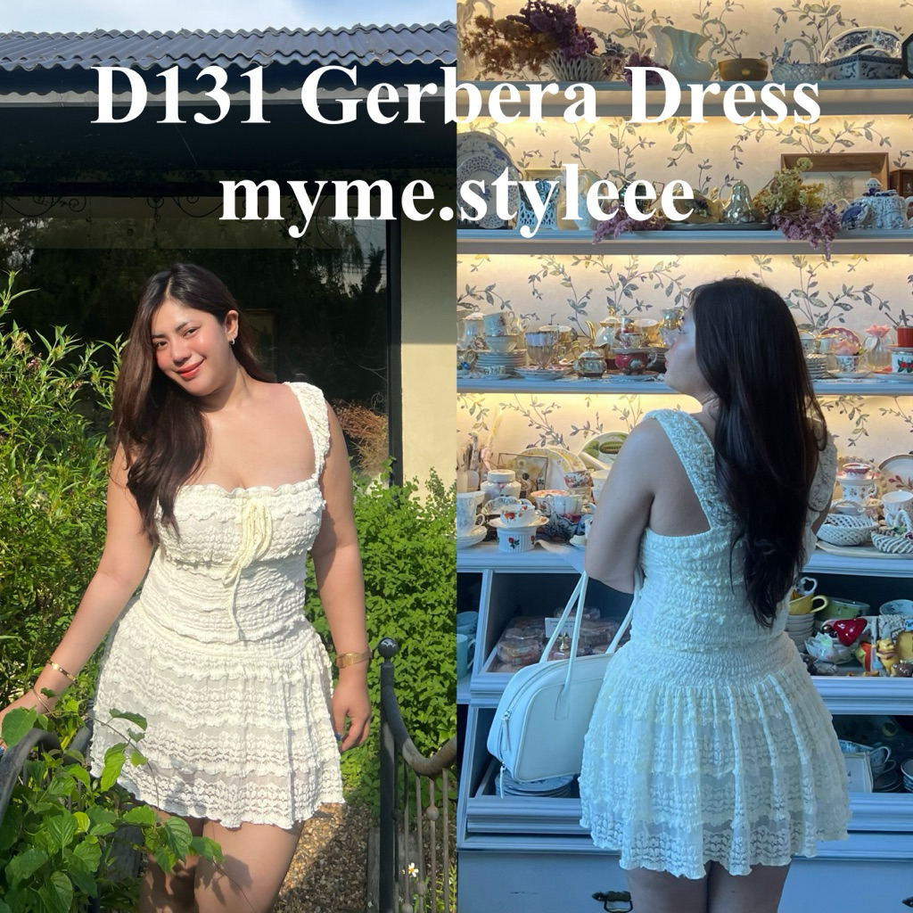 D131 Gerbera Dress เดรสลูกไม้สาวอวบ - myme.styleer