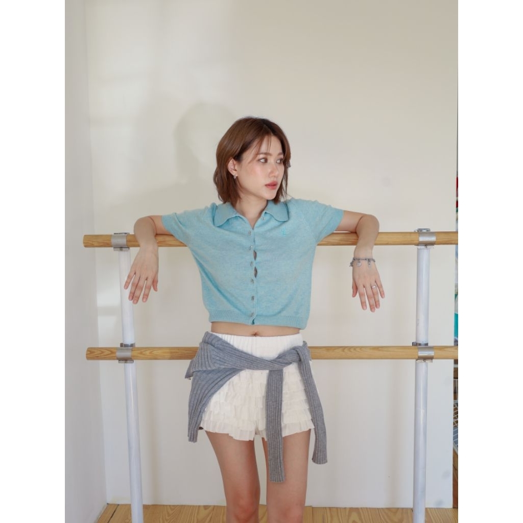 Glamclothes Kiri knit เสื้อแขนสั้นไหมพรมคอปกแขนสั้น