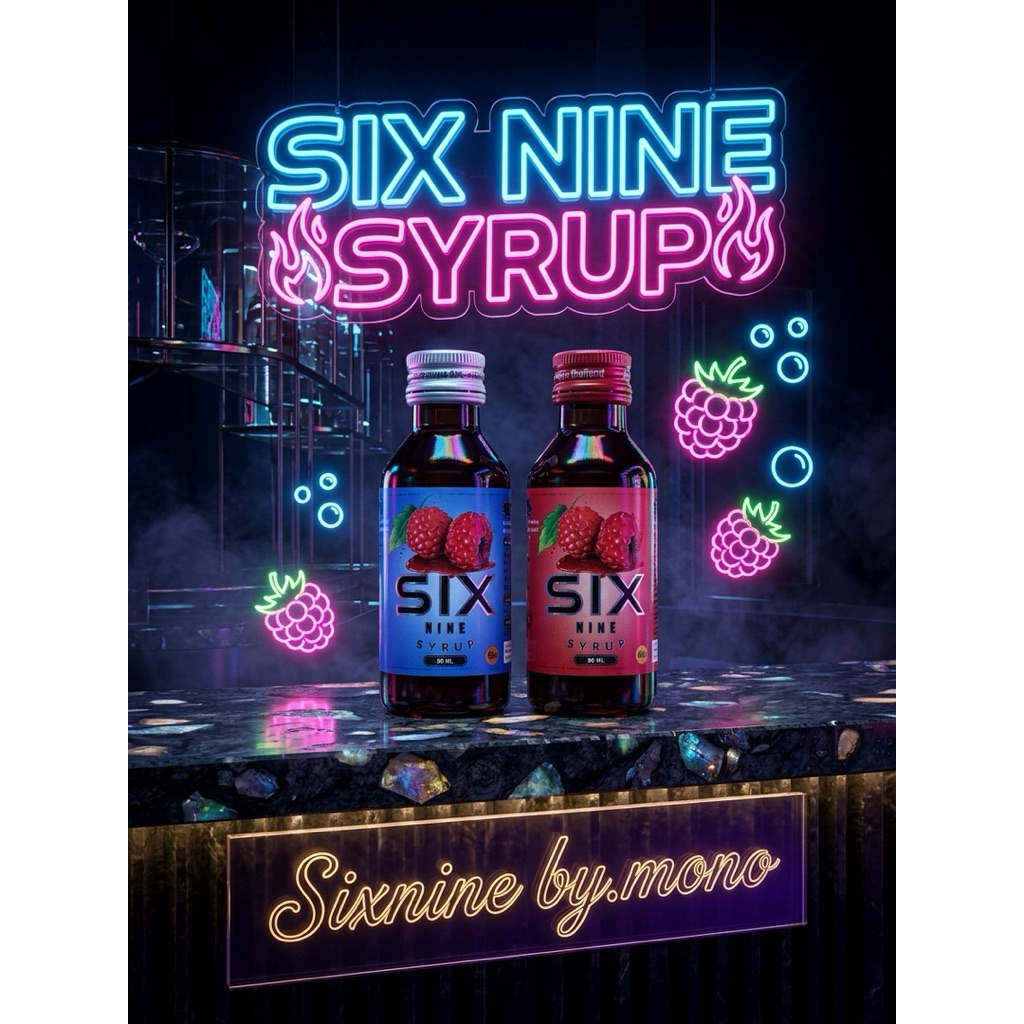 [Set 10 ขวด] น้ำหวานไซรัปซิกไนน์ 69 Sixnine กลิ่นราสเบอร์รี่ 🍇🍓