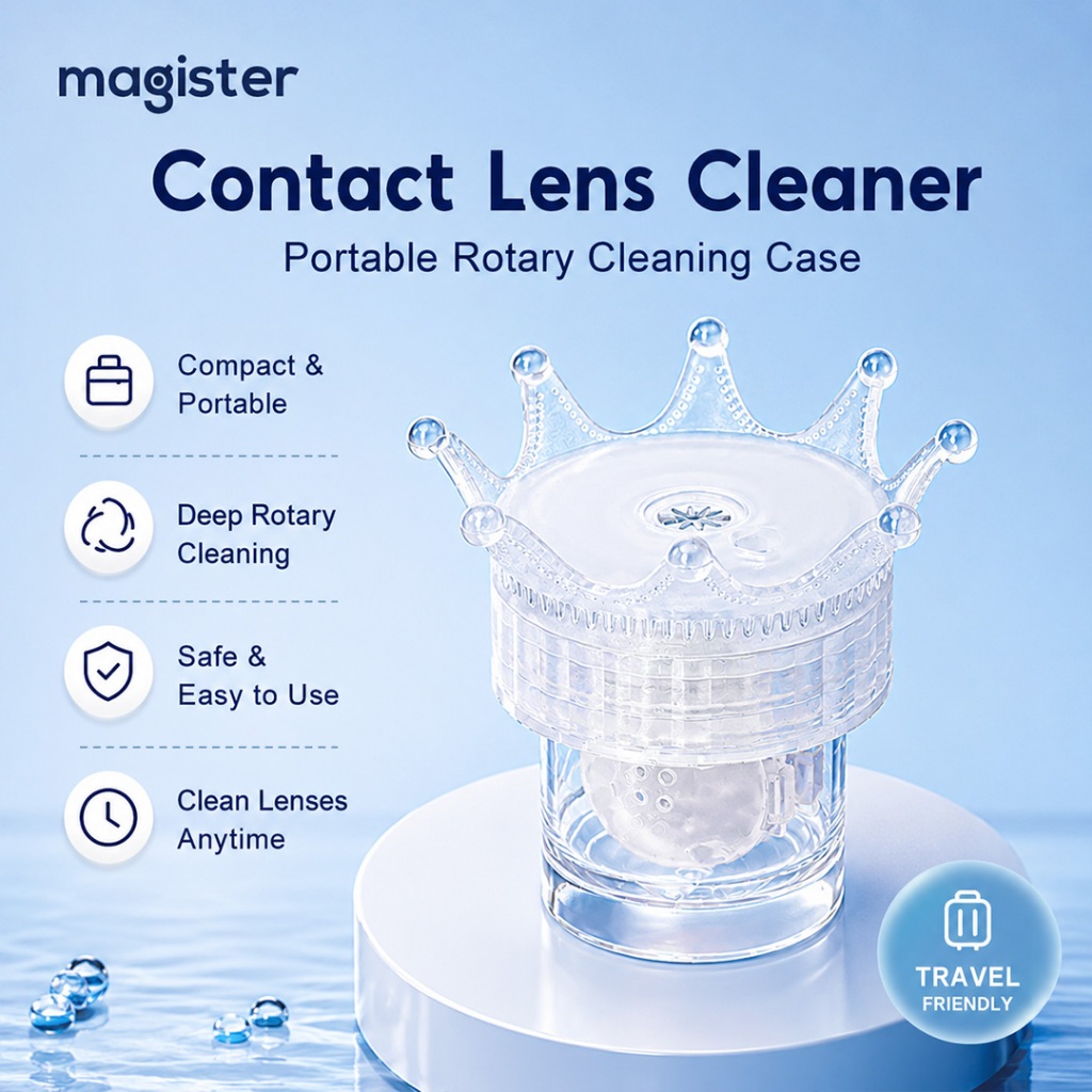 Magister & Realcon ที่ทำความสะอาดเลนส์แบบพกพา คอนแทคเลนส์ Keep Clean มงกุฎสีขาว ง่ายต่อการพกพา