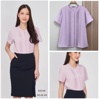 Laboratory 8234# เสื้อทำงานทรงสุภาพ กระดุมผ่าหน้า ตีเกล็ดด้านข้าง มีไซส์ 38,42