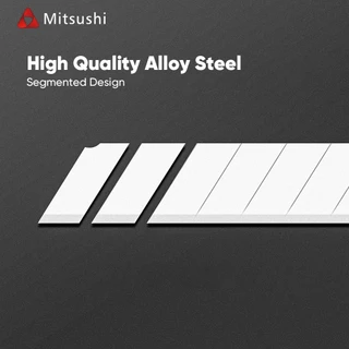 mitsushi ชุดใบมีดคัตเตอร์สำรอง 10 ชิ้น ทำจากเหล็กกล้าคาร์บอนคมกริบ