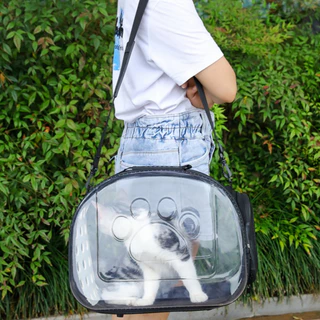 G&M-CODกระเป๋าแมวใบใหญ่ พับได้ แบบใส ระบายอากาศ มีสายสะพาย ใส่แมวหรือหมาได้ เหมาะน้ำหนักไม่เกิน 8 กก