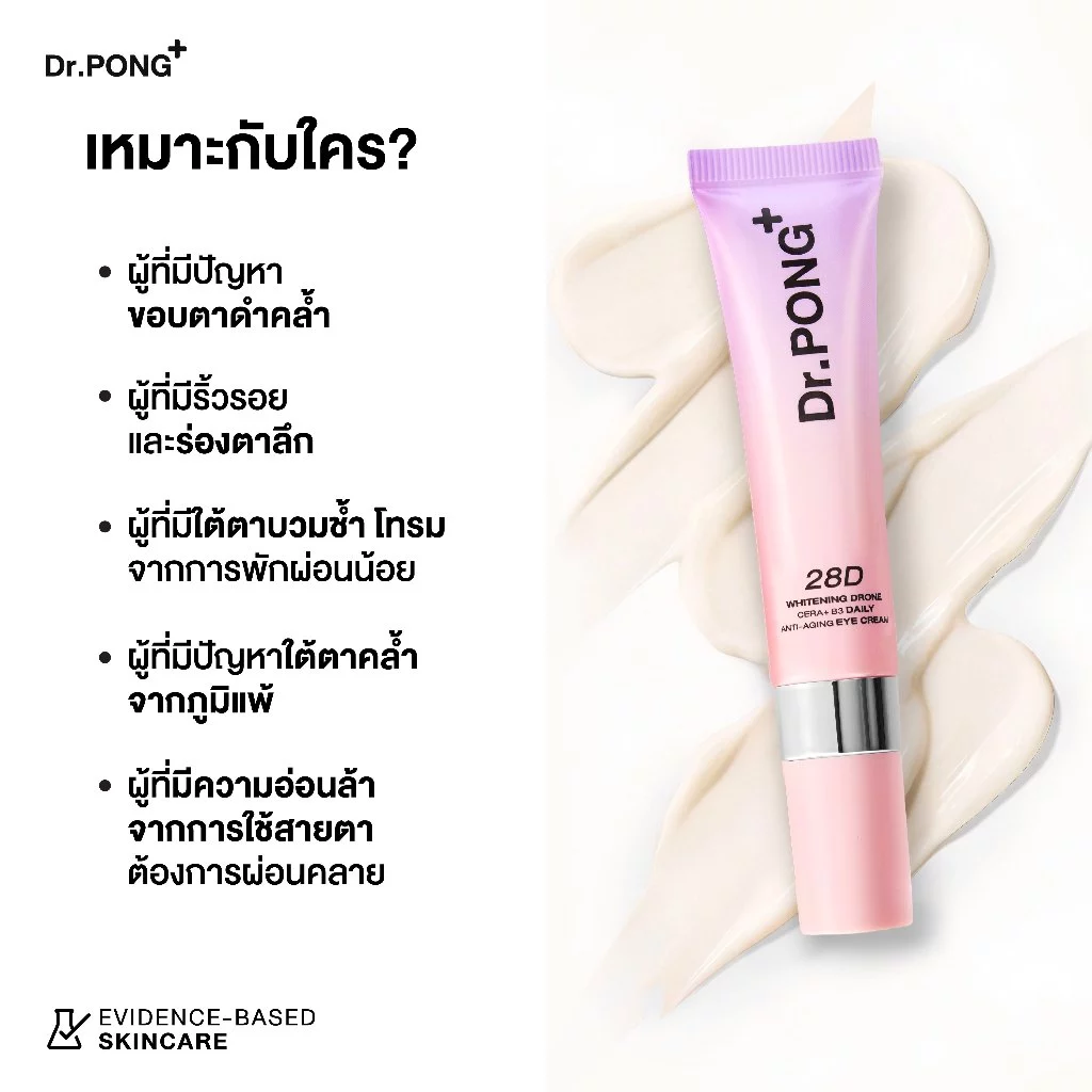 Dr.PONG 28D Whitening Drone Cera+B3 Daily anti-aging Eye Cream  อายครีมสูตรใหม่ ลดใต้ตาคล้ำ ไม่แสบตา ฟื้นฟูริ้วรอย thumbnail 9