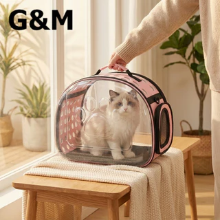 G&M-CODกระเป๋าแมวใบใหญ่ พับได้ แบบใส ระบายอากาศ มีสายสะพาย ใส่แมวหรือหมาได้ เหมาะน้ำหนักไม่เกิน 8 กก