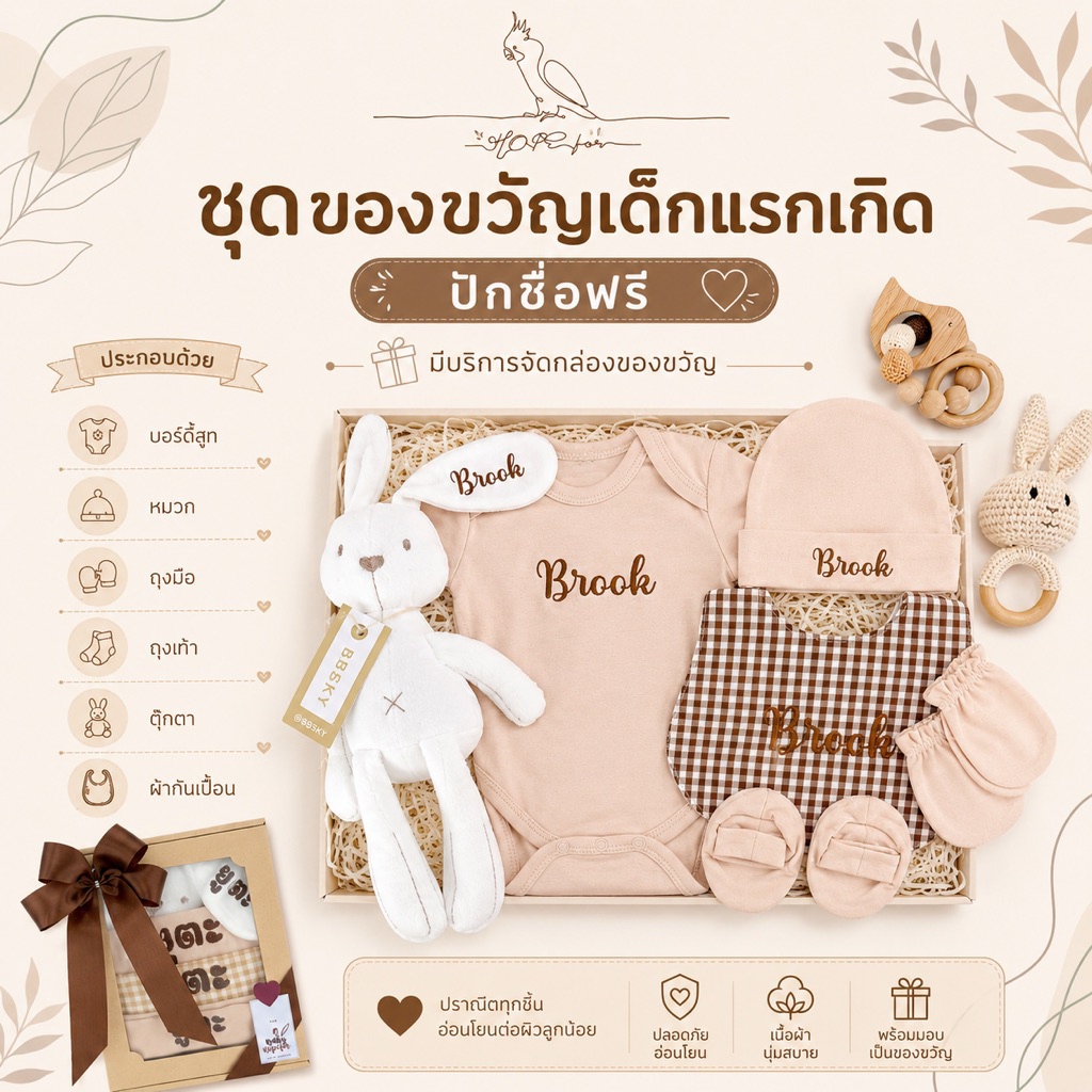 แจ้งชื่อก่อนกดสั่ง ของขวัญเด็กแรกเกิด ปักชื่อฟรี ของรับขวัญ ของเยี่ยมคลอด รับขวัญหลาน