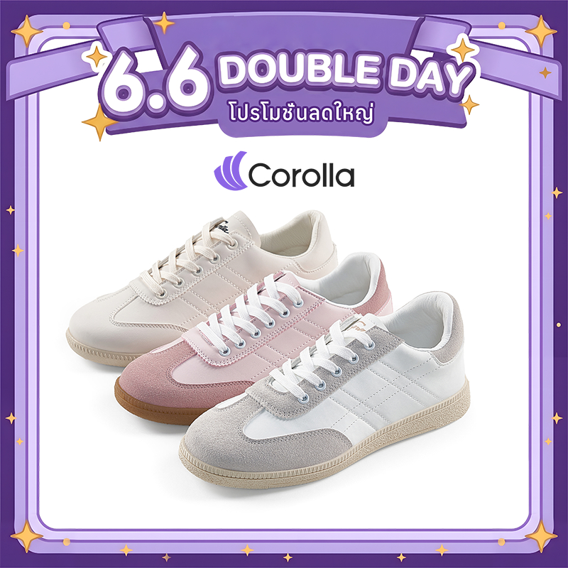 Corolla Shoes รองเท้าแฟชั่นผู้หญิง ทรงลำลอง ดูดซับแรงกระแทก ต้านเชื้อแบคทีเรีย หนังพียู กันละอองน้ำ