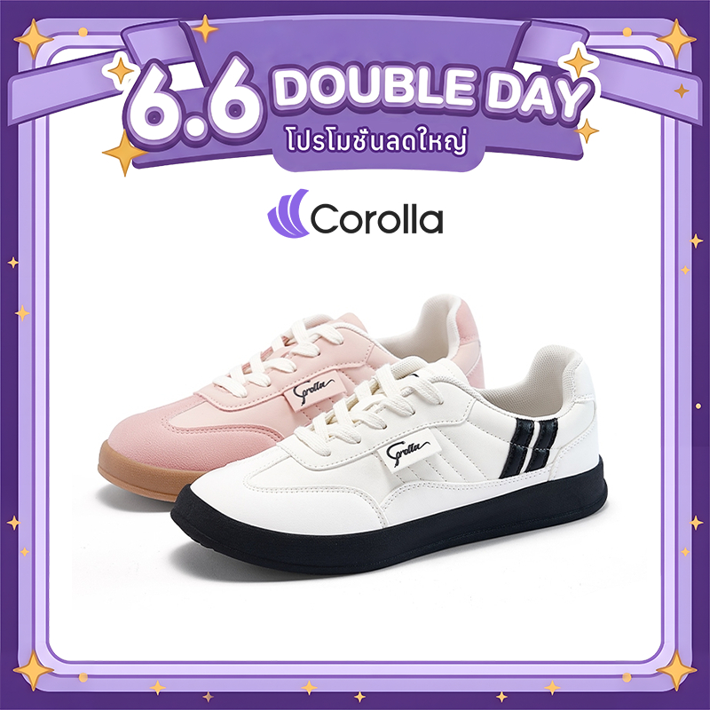 Corolla รองเท้าผ้าใบผู้หญิง หนังพียู ดีไซน์มินิมอล สำหรับเล่นกีฬา วิ่ง และใส่ลำลอง