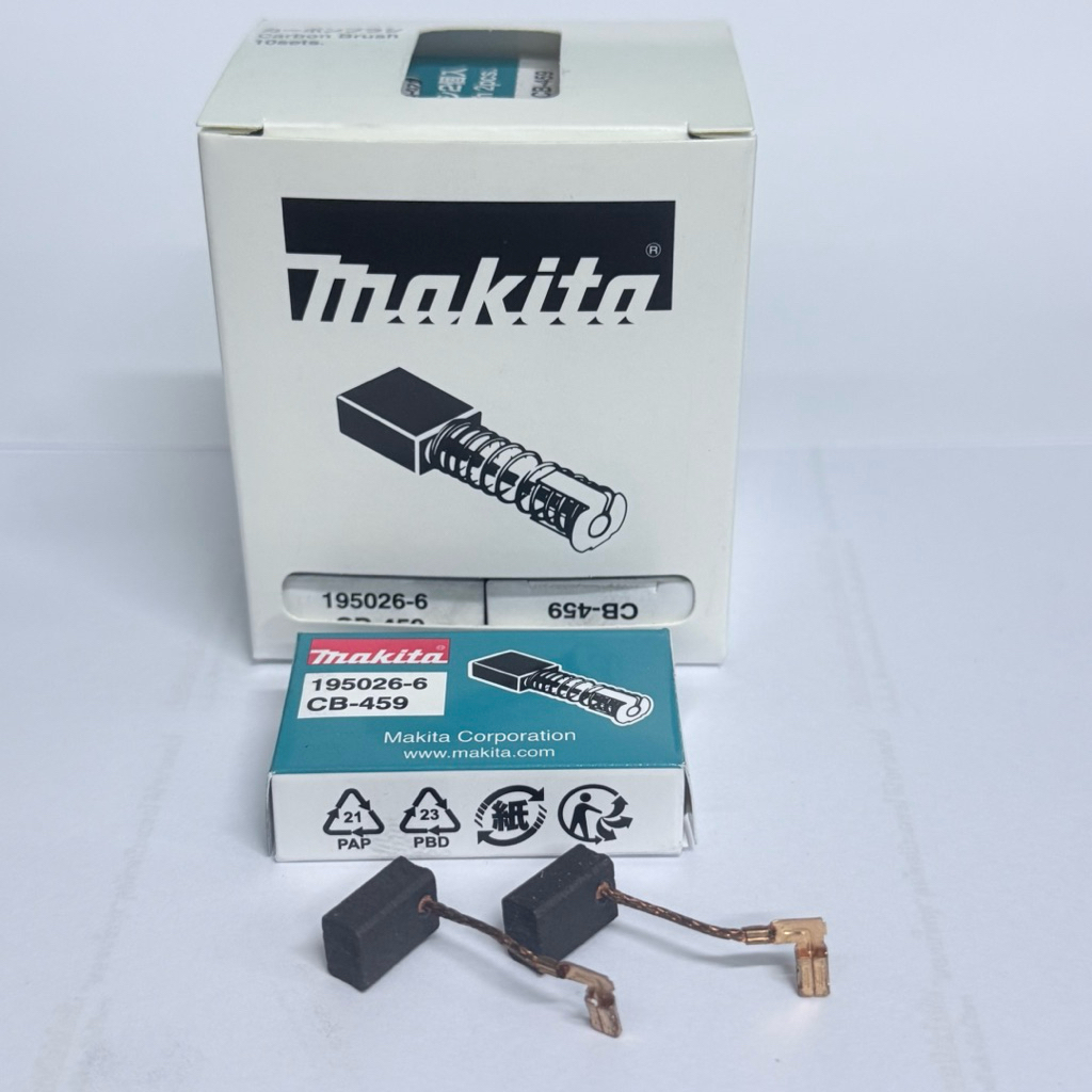 แปรงถ่านCB459/CB460 Makita💯เนื้อถ่านแท้เปลี่ยนแพคเกจ(กล่องใหม่) เบิกบริษัท 1คู่(มี2ชิ้น) ขนาดถ่าน 6x9x13แบบชนิด สายเสียบ