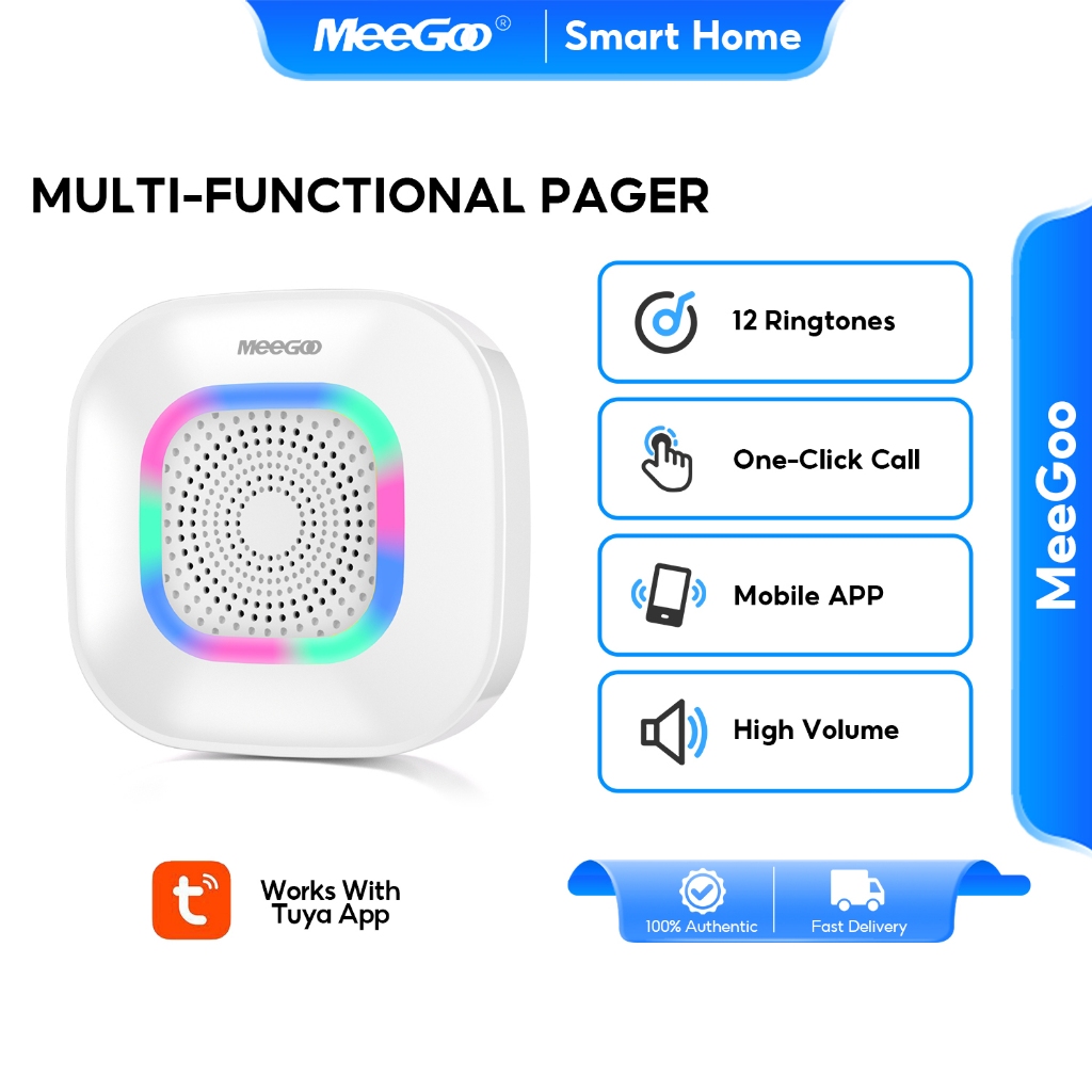 MeeGoo  กริ่งฉุกเฉิน TUYA กริ่ง WiFi Wireless Caregiver Pager กริ่งฉุกเฉินไร้สาย สำหรับฉุกเฉิน สูงอายุ/ป่วย