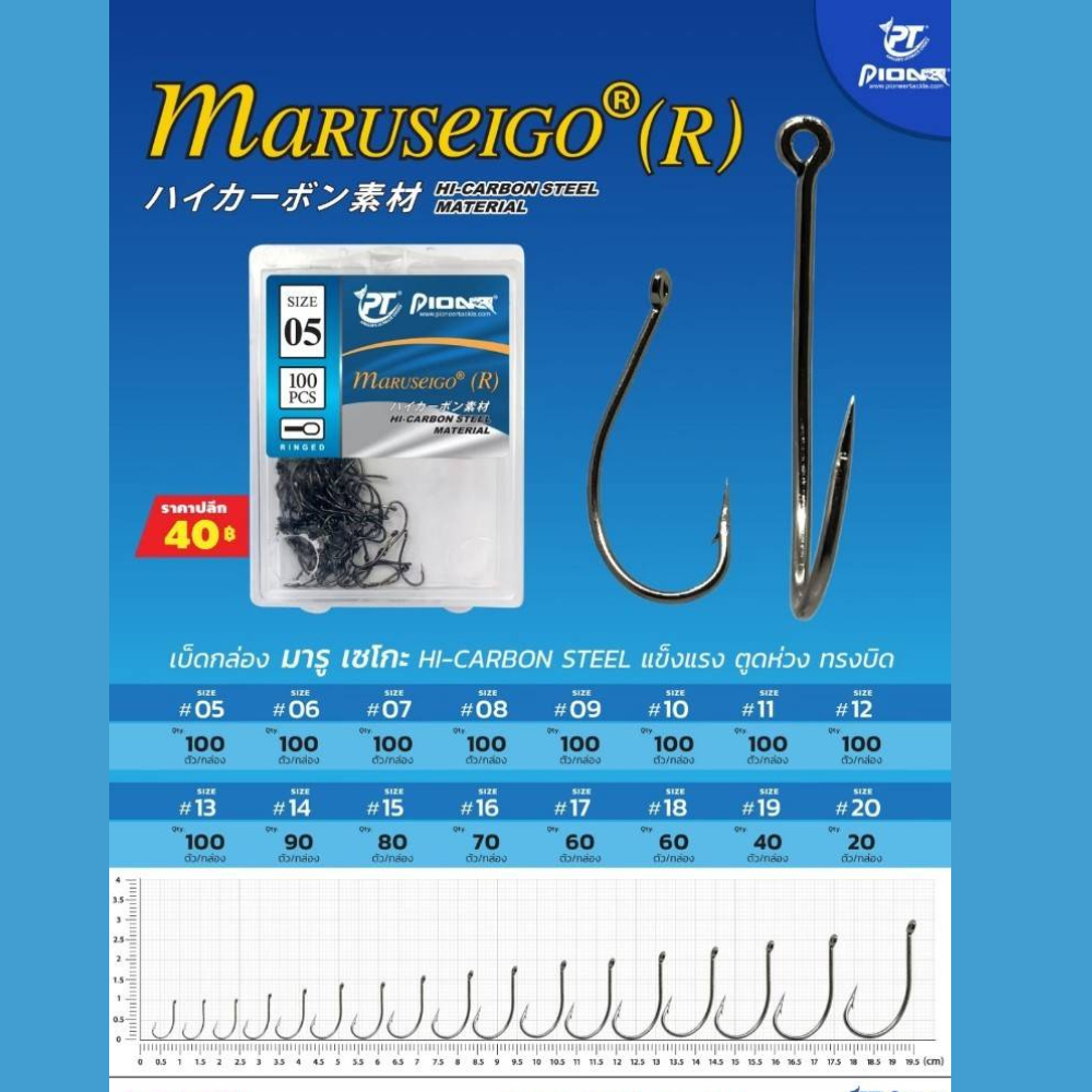 PIONEER MARUSEIGO เบ็ดกล่อง มารูเซโกะ เบ็ดกล่อง ตูดห่วง ทรงบิด