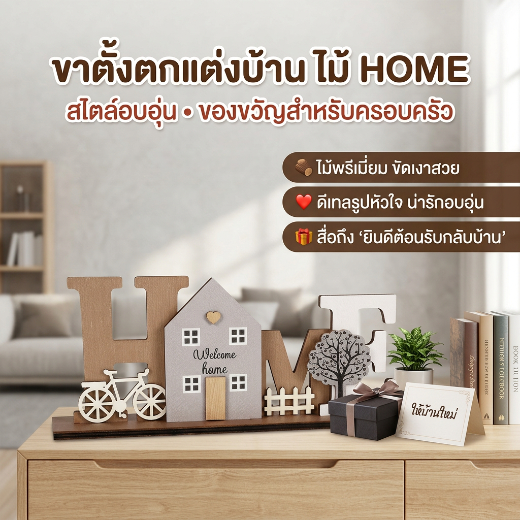 เครื่องประดับเดสก์ท็อปที่บ้านไม้ขาตั้งไม้ตกแต่งด้วยต้นไม้บ้านสำหรับของขวัญวันเกิด