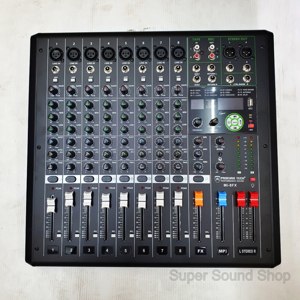 PROEURO TECH  มิกเซอร์ เอฟเฟค 8CH MI-8FX มีระบบ USB และ บูลทูธ mixer 8 ช่อง โปรยูโรเทค proeurotech M