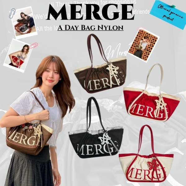 Merge A Day Bag Nylon ส่งด่วน | แถมชาร์มพวงกุญแจ ใหม่มือ ของแท้100%