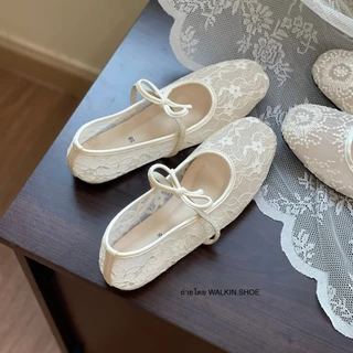 (ผลิตในไทย ช่างคนไทย100%) รองเท้าแมรี่เจน ผ้าลูกไม้ รุ่น YURI MARYJANE by walkin.shoe