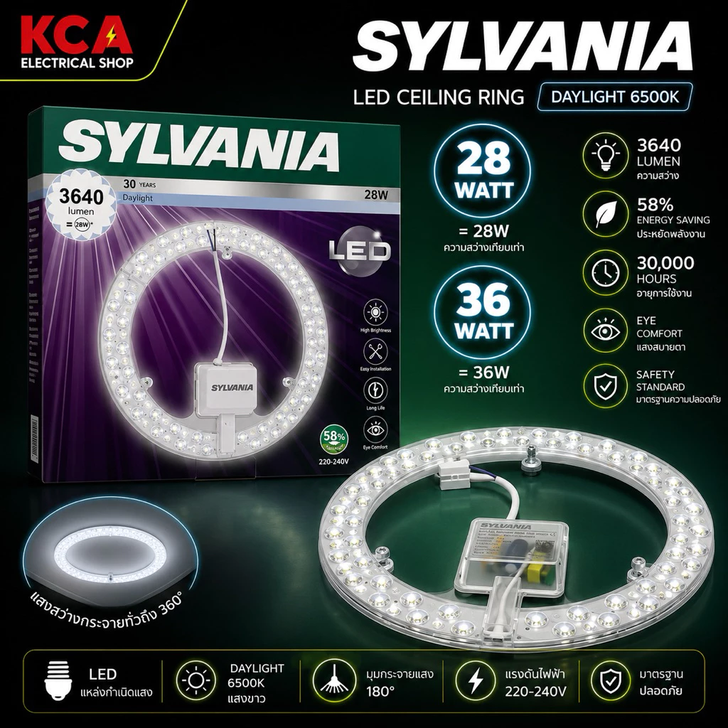 SYLVANIA แผ่นชิพโคมไฟเพดาน LED 28W 36W ซีลวาเนีย รุ่น Curcular Mag V3 (ใช้แทนหลอดนีออนกลม 32W)