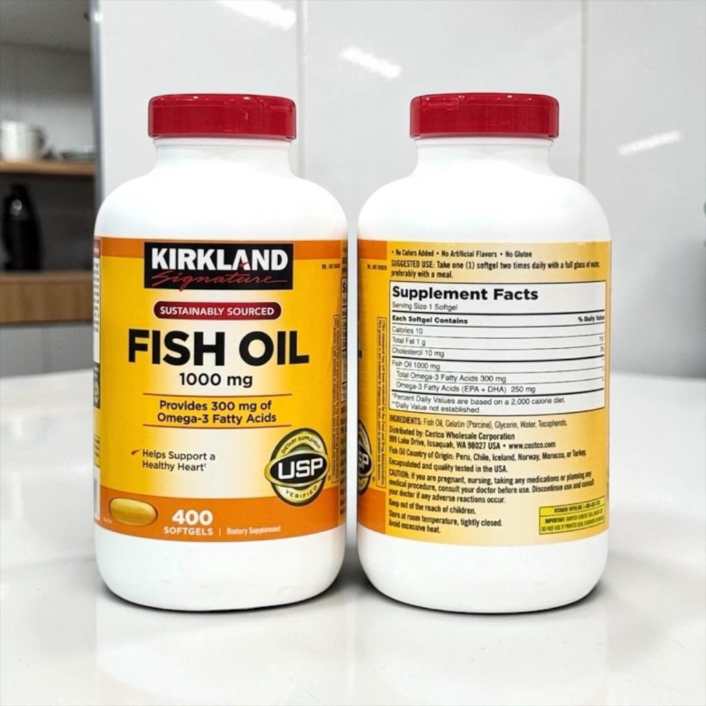 Kirkland Signature Fish Oil 1000 mg 400 ซอฟเจล ขวดเหลือง
