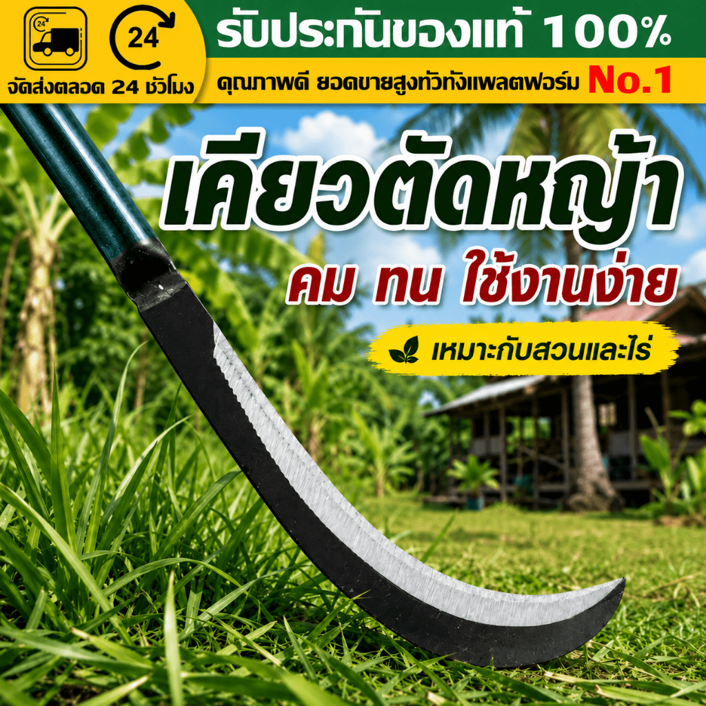 （COD）เคียวเหล็กแมงกานีส 40/60/80/100ซม. คมกริบ ทนทาน เคียวเกี่ยวข้าว ตัดหญ้า กำจัดวัชพืช ใช้งานสวน ไร่ นา จับถนัดมือมาก