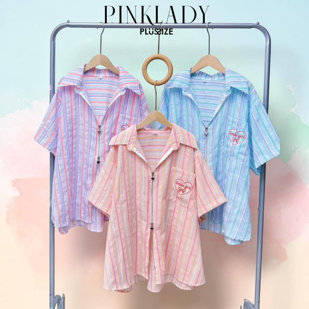 Zipper bubble shirt เสื้อเชิ๊ตแขนสั้น แต่งซิปหน้าลายหัวใจ 40"-60"