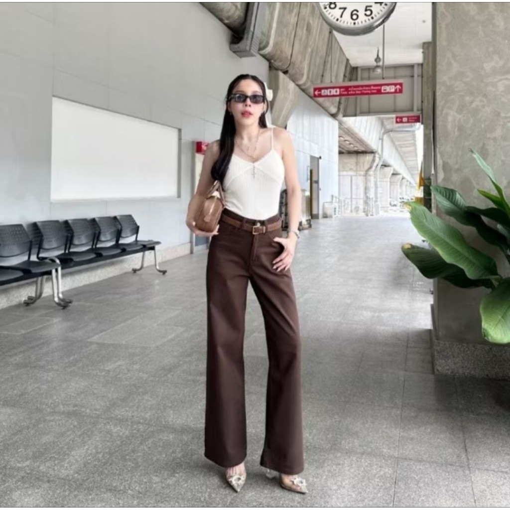 กางเกงยีนส์ SARAN สีน้ำตาล size XL