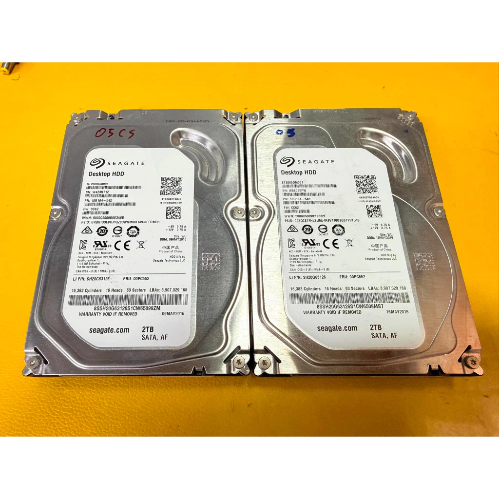 HDD PC SEAGATE 2TB-8TB (ฮาร์ดดิส พีซี) 2000G ติดสี เหลือง 05-C5 เก็บข้อมูลได้ มือ2