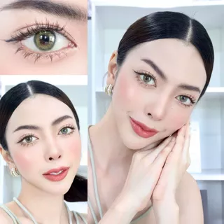 1 แถม 1 [กดซื้อ 2 ชิ้น] - No.78 - คอนแทคเลนส์ สีเขียวโอลีฟตัดขอบฟุ้งนัว - (DIA 14.2) - รายเดือน | MTK Lens Official