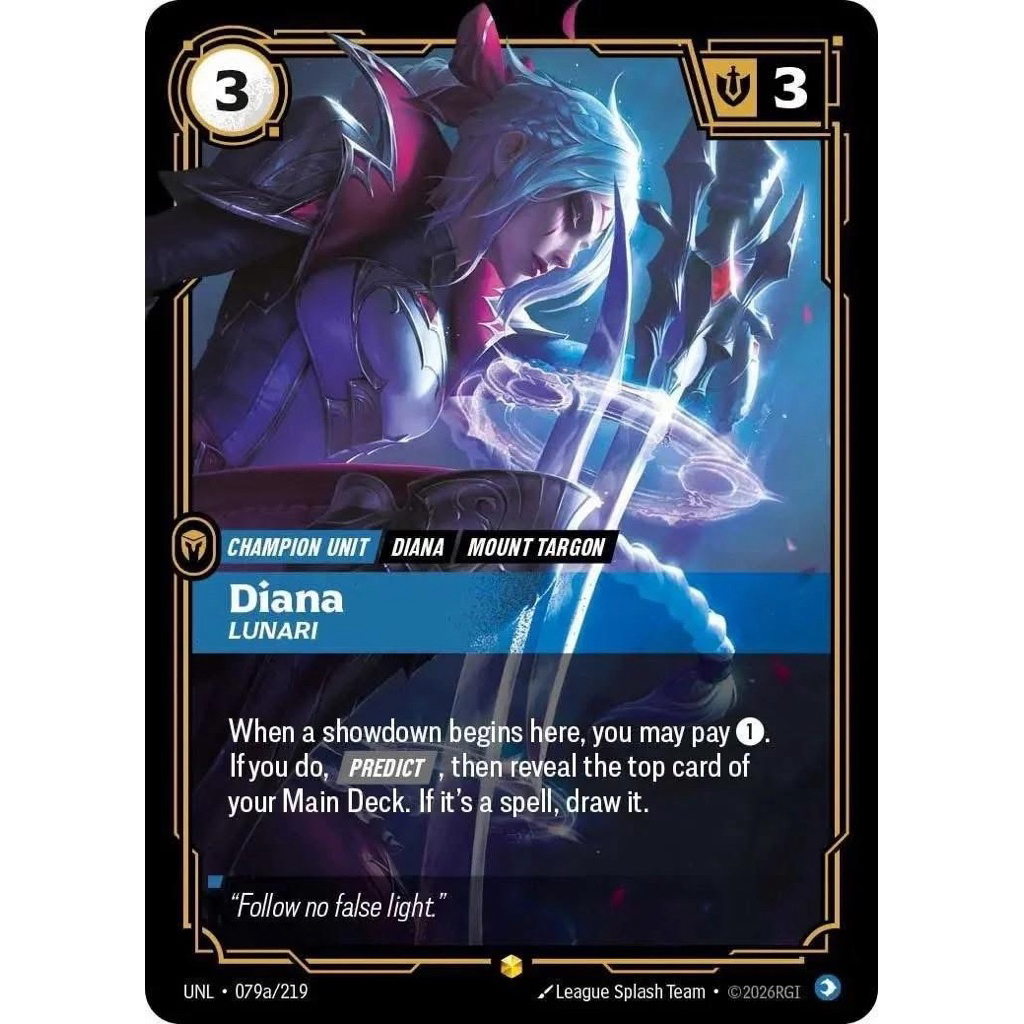 💯 พร้อมส่ง Diana UNL Riftbound Official TCG Riot LEAGUE OF LEGENDS TRADING CARD GAME