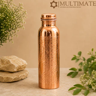 ขวดน้ำทองแดงแท้ 100% ลายตอก Pure Copper Hammered Copper Bottle