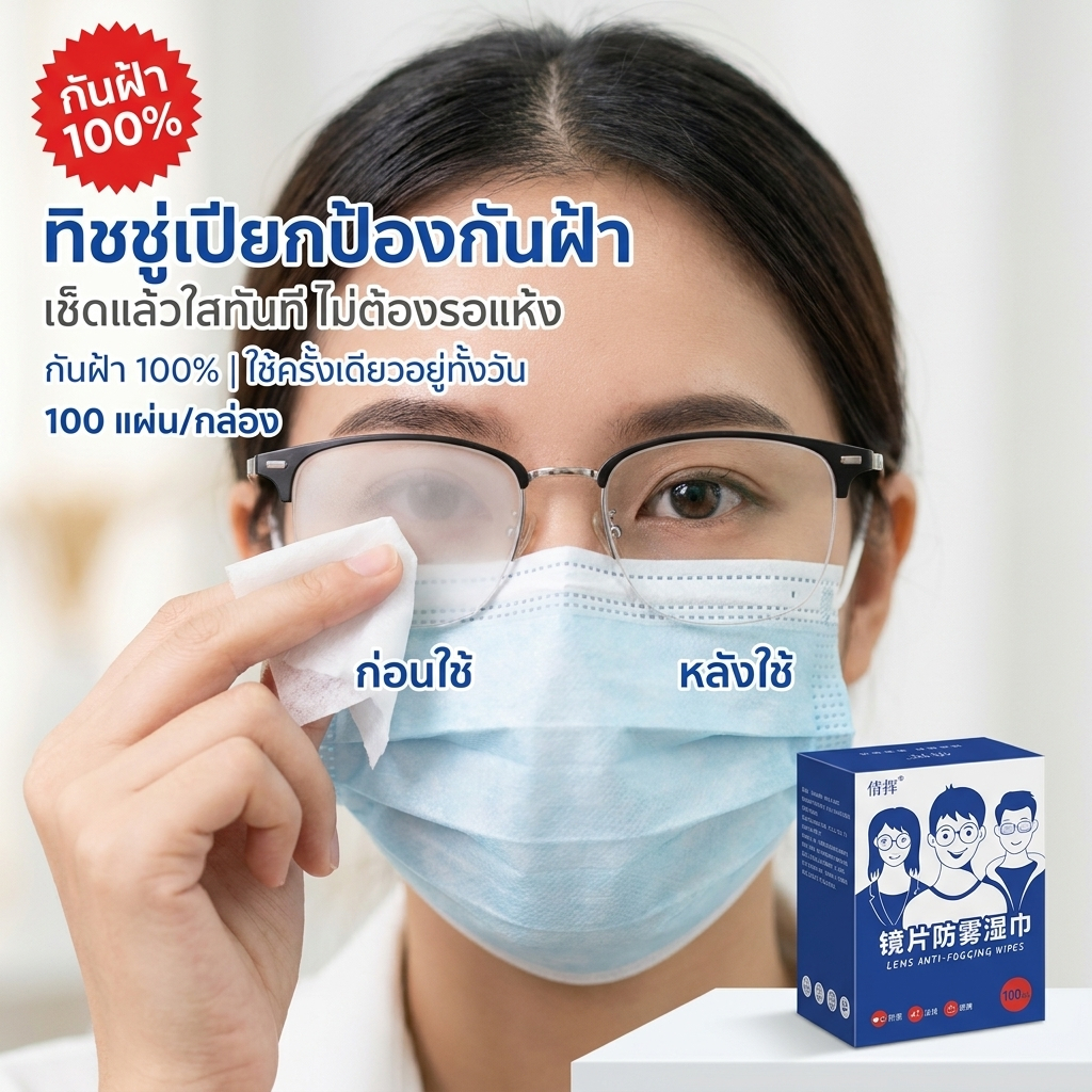 【พร้อมส่ง】📍 กระดาษเช็ดแว่น กันฝ้า 200/100 แผ่น กันหมอก แผ่นเช็ดแว่นตา ที่เช็ดโทรศัพท์ กระจก เลนส์ จอคอม