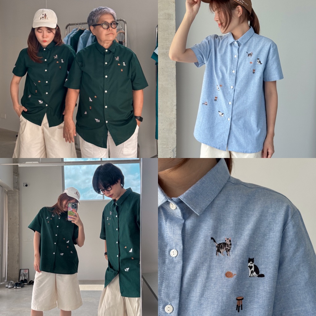 katji / พร้อมส่ง Basic Shirt ลาย "The Cat" 2สี S/M/L/XL