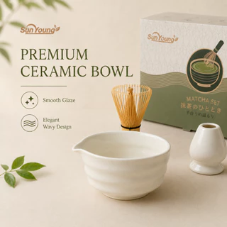 [Chawan matcha set bowl] ชุดชงมัทฉะ 5 ชิ้น ถ้วยมัทฉะญี่ปุ่นแท้ งานคราฟต์เซรามิก กล่องของขวัญสุดหรู