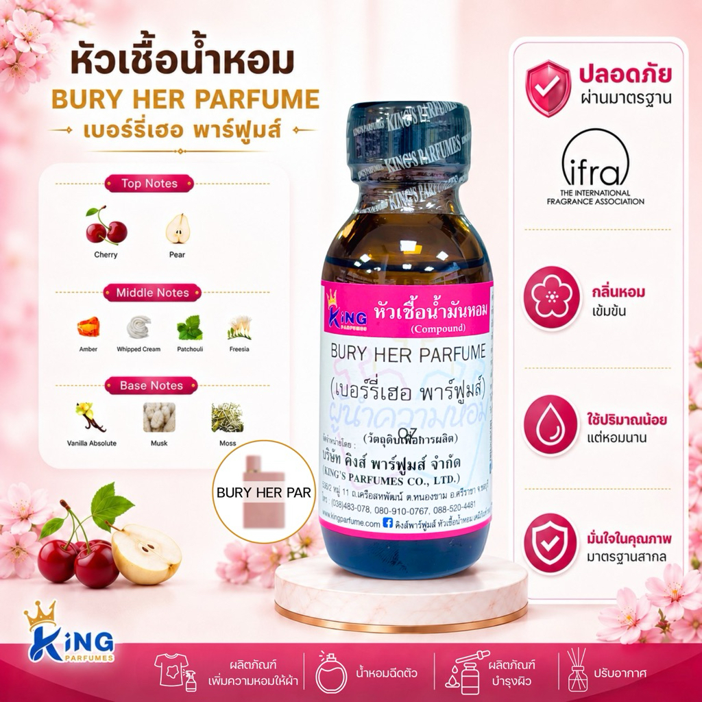 หัวเชื้อน้ำหอม 100%ขนาด 30-100ML กลิ่นเบอร์รี่ เฮอร์(BURY HUR)