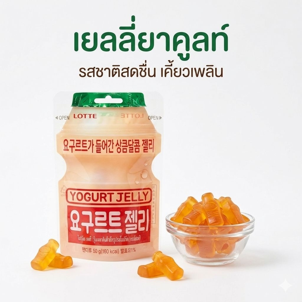 Yogurt jelly เยลลี่ยาคูลท์ จากเกาหลี เยลลี่ LOTTE  ขนาด50g.(ฉลากไทย)