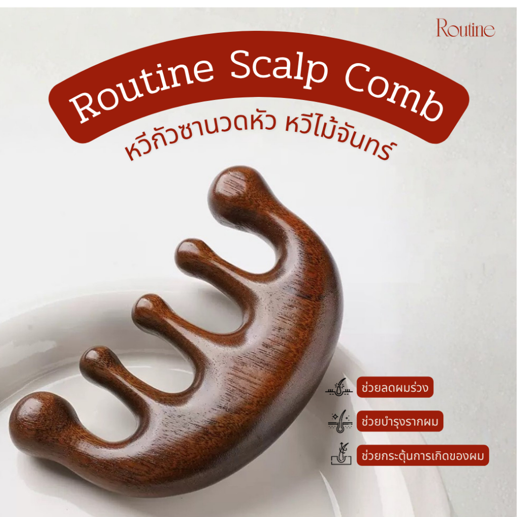 🔥ส่งด่วนทันที🔥 หวีกัวซานวดหัว หวีไม้จันทร์ Routine Scalp Comb | ลดผมร่วง บำรุงรากผม กระตุ้น Hair Growth