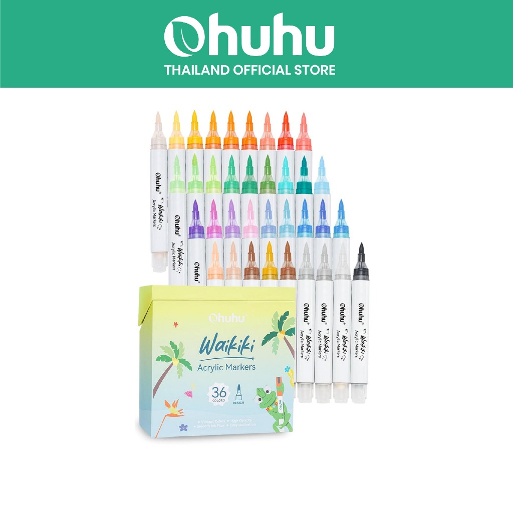FOLIO ART : Ohuhu Brush Tip Top pump 36 colors Acrylic paint pen (waikiki series) 90703
