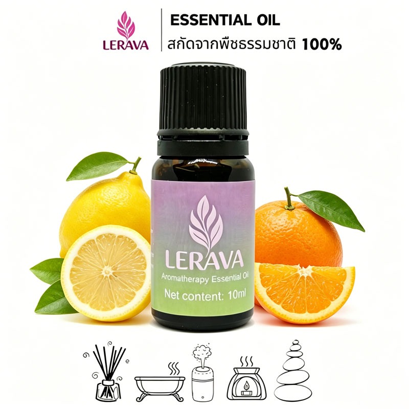 Lerava 10ml Lemon & Sweet Orange Essential Oil - 100% Pure Aromatherapy for Diffuser, Humidifier, Relax & Mood Boost