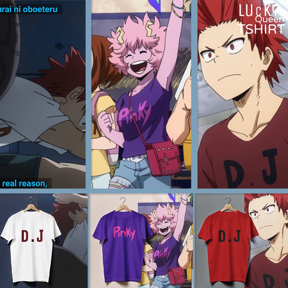 เสื้อยืด Pinky และ DJ ที่ อาชิโด มินะ (Mina Ashido) กับ คิริชิมะ (Eijiro Kirishima)  ใส่ในการ์ตูน My