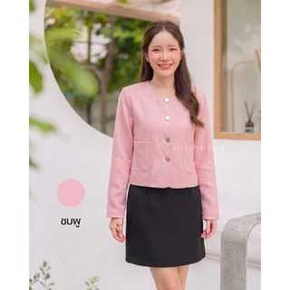 เสื้อเบลเซอร์ครอป ทรงสุภาพ ผ้าทวิตเนื้อทอ Blazer crop