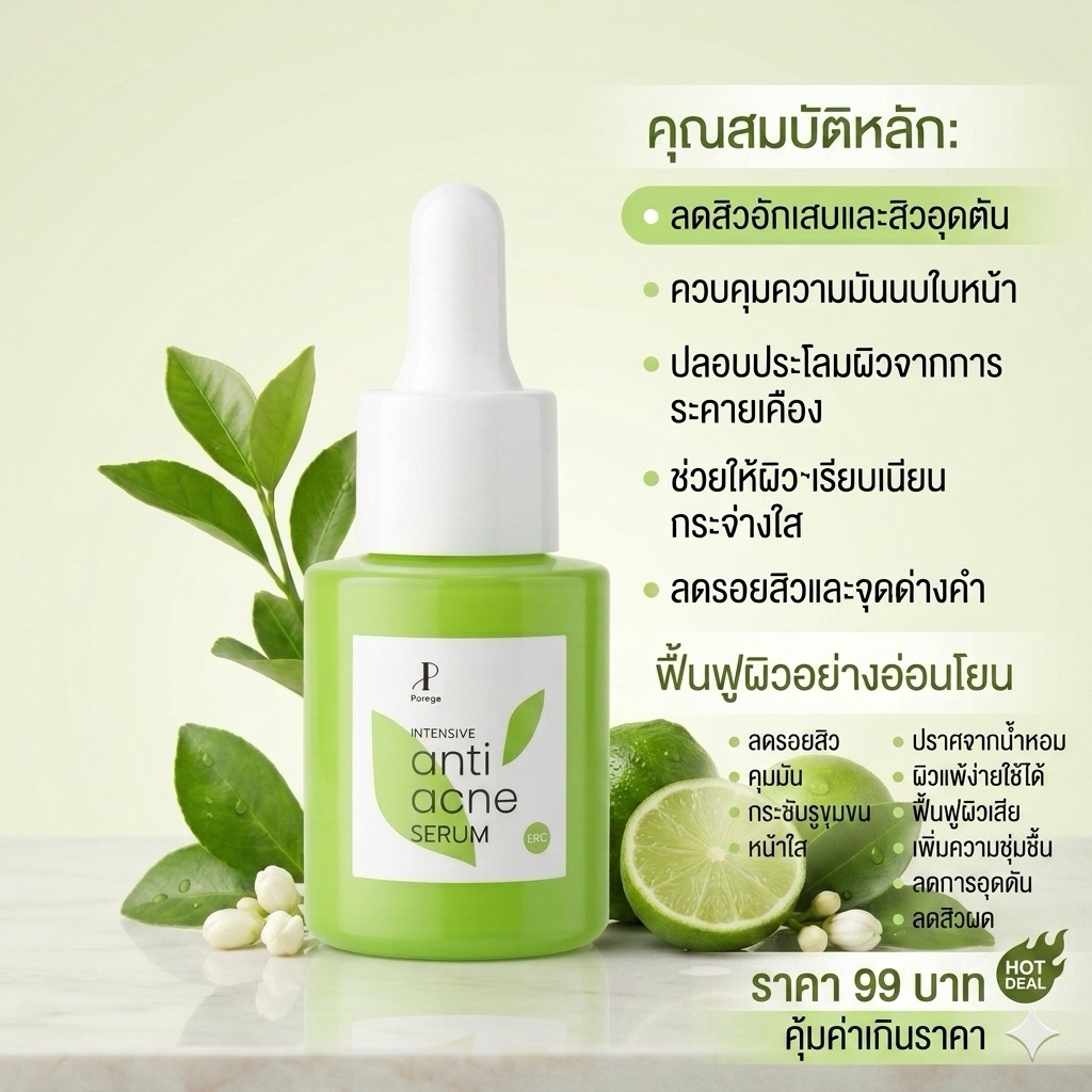 เซรั่มแก้สิวสูตรมะนาวสูตรอ่อนโยนสารกัดธรรมชาติ