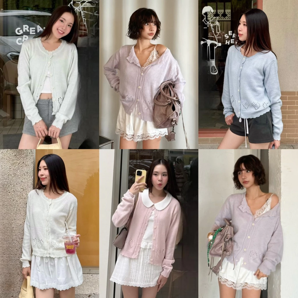3pcs.basket Baby heart cardigan เสื้อคาดิแกนไหมพรม