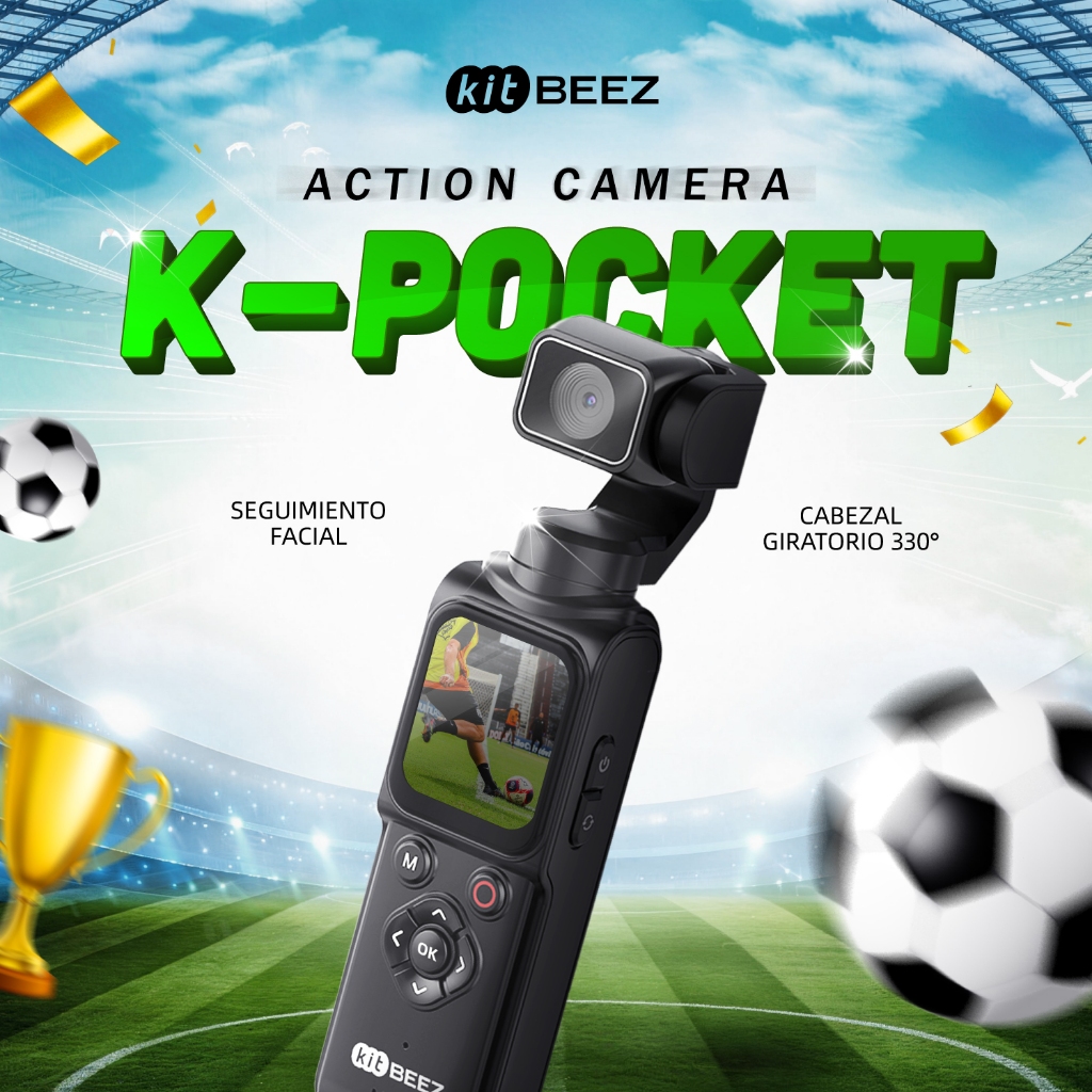 【ไลฟ์สุดคุ้ม⚡】KiTBEEZ K-POCKET กล้องแอ็กชัน WiFi Action Camera 75MP 4K/30fps 18X ติดตามด้วยAI หมุนได้330° กล้องvlog