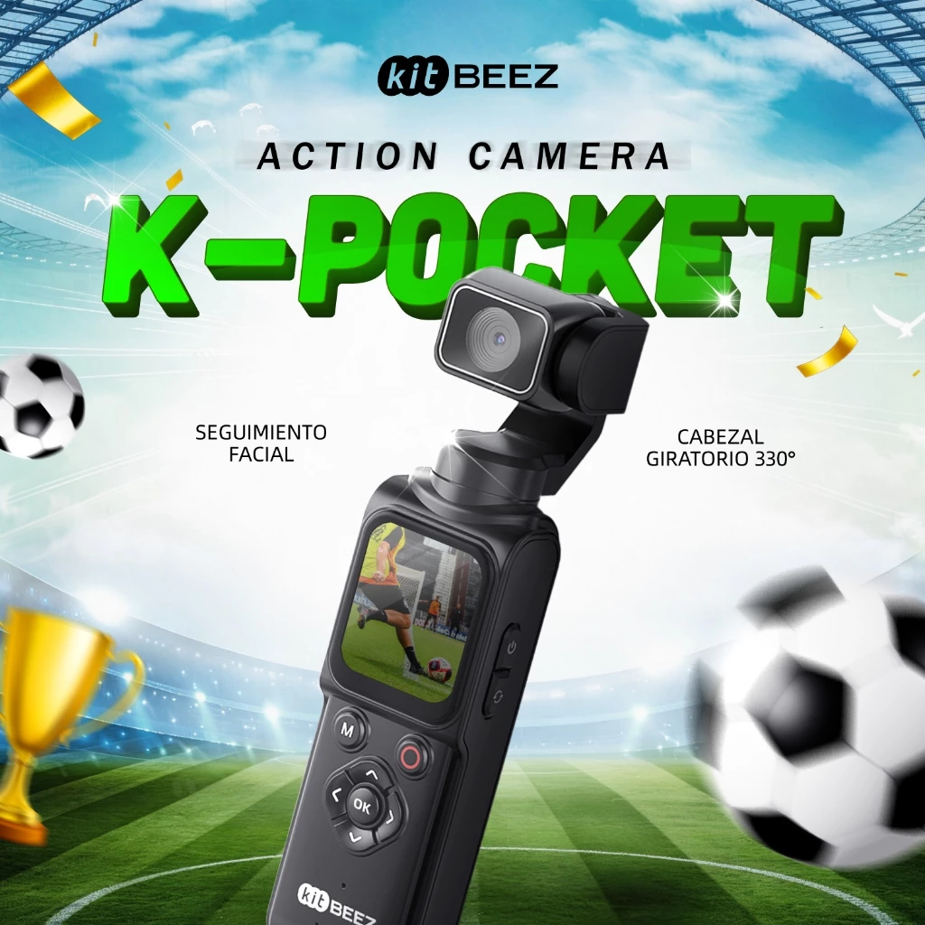 【ไลฟ์สุดคุ้ม⚡】KiTBEEZ K-POCKET กล้องแอ็กชัน WiFi Action Camera 75MP 4K/30fps 18X ติดตามด้วยAI หมุนได้330° กล้องvlog
