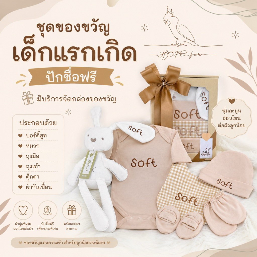แจ้งชื่อก่อนกดสั่ง ของขวัญเด็กแรกเกิด ปักชื่อฟรี ของรับขวัญ ของเยี่ยมคลอด รับขวัญหลาน