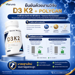 Feruna D3 K2+Poycan ฟีรูน่า วิตามินดี3เค2 พลัสโพลีแคน ดูแลกระดูก กล้ามเนื้อและเสริมภูมิคุ้มกัน ช่วยดูดซึมแคลเซียม