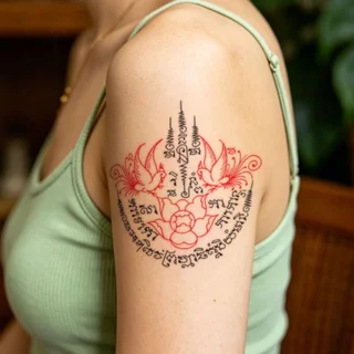 Magic Tattoo สติกเกอร์รอยสักชั่วคราวหลากสีสัน เครื่องรางนำโชค กันน้ำ ทำจากสมุนไพร ติดทนนานสูงสุด 2-4 วัน